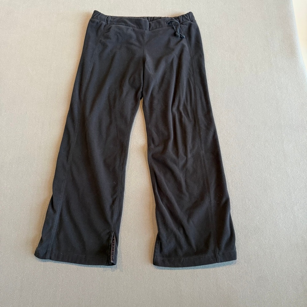REI Women's Fleece Pants Petite Small Black Drawstring Side Hem Vents